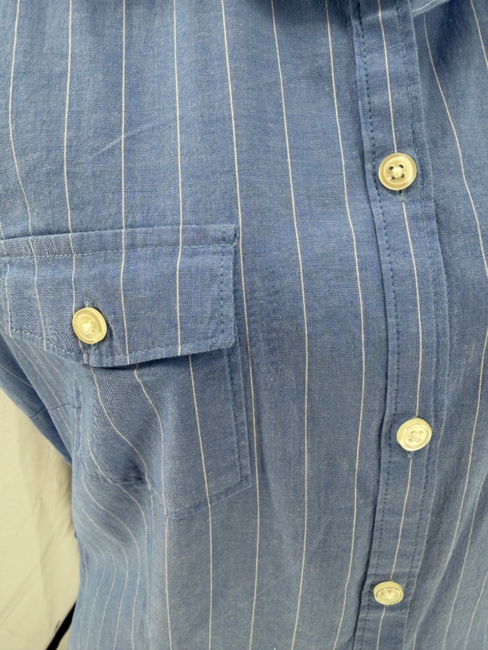 Ann Taylor Blue White Pinstripe Sleeveless Button Front Shirt Dress 12 - Picture 7 of 12